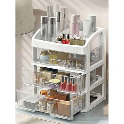 3/2/1 Layers Makeup Storage Box, Multi-Functional Transparent Drawer Type Storage Box, Large Capacity Makeup Display Cabinet, Suitable For Cosmetics, Bathroom Toiletries, Office Supplies Storage, Bathroom Vanity, Holiday Gift, Essential For Autumn & Winter, Suitable For Teachers, Friends, Classmates
