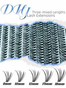 240pcs 30D Curl Volume Lash Set, Using 0.07C Curl (0.31-0.63 Inch) Material, Natural Looking Thick And Long Soft And Lightweight Reusable Segmented False Eyelashes, Suitable For Daily Makeup, Wedding, Party, Holiday, Mother's Day, Easy DIY For Beginners - C - View 4