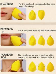 OEIEZ Spons Makeup Kuning Lembut, Spons Makeup yang Cocok untuk Alas Bedak Cair, Concealer, dan Pencampuran Alas Bedak - MultiWarna - View 5