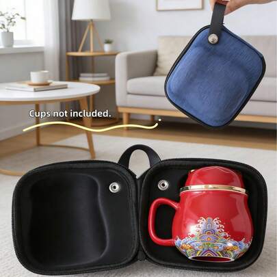 Bolsa de transporte portátil para taza cerámica con separación de té y agua, bolsa de almacenamiento moderna y elegante, accesorio de viaje reutilizable, regalo ideal, 1 paquete