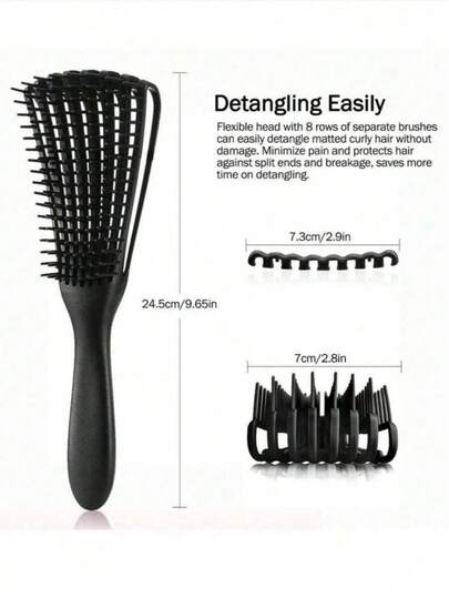 فرشاة فك التشابك مناسبة لنسيج الشعر الطبيعي للأشخاص السود، قابلة للاستخدام على الشعر المجعد والأفريقي من النمط 3/4ABC، تفك التشابك في الشعر الرطب أو الجاف بسرعة وسهولة، تسريح الشعر بدون ألم