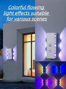 6 piezas Luces de pared LED con sensor de movimiento de ojo de gato, lámpara nocturna inalámbrica recargable por USB con 3 colores ajustables, adecuada para dormitorio, escalera, armario, baño - Lámpara de pared de ojo de gato de 6 LED - Ver 2