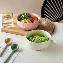 1-Piece 630 Ml Ceramic Handle Bowl Style Household Handle Baking Bowl, Fruit Salad Bowl, Rice Bowl, And Tableware - Salad Bowl - View 7