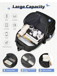 Lightweight Water-Resistant Nylon Backpack Large Capacity 15.6 Inch Laptop Bag Travel Backpack Business School Bag For Men Women Students - Multicolor - View 4