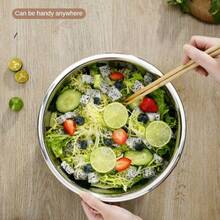 [1-3 piezas] Tazones de mezcla grandes de acero inoxidable, adecuados para huevos, frutas, verduras, ensaladas - perfectos para contener, preparar alimentos, esenciales para la cocina del hogar - Plateado - Ver 5