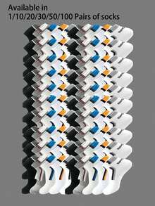 5双装男士透气网眼休闲简约轻便运动短袜，可选1/10/20/30/50/100双装 - 彩色 - 查看 1