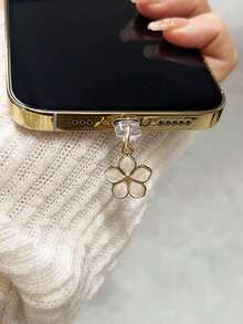 Pink Flower Series Decorative 1pc Pink Flower Shaped Mobile Phone Charging Plug Dust Plug For IOS Phone /Type-C Spring Gift - Multicolor - View 6