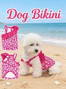 Đầm ren mùa hè thời trang họa tiết da báo, đầm hai chân, đầm cho chó Teddy, đầm dây cho chó nhỏ và chó con. - Màu Hồng Tươi - Xem 1