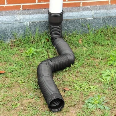Retractable Round Rain Downspout, Outlet Pipe, Exterior Wall Retractable Plastic HOPE Drainage Pipe, House Downspout Extension, Retractable Rain Gutter Drainage Pipe, Outdoor Sewage Pipe