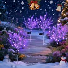 1 pieza Luz de jardín con flores de lavanda artificiales alimentada por energía solar con 7 flores, función de carga solar automática y iluminación nocturna - Luz de decoración exterior, nueva lámpara rural de planta y flor para senderos, césped, patio trasero - Iluminación paisajística con encendido/apagado automático, decoración solar para Navidad, boda y jardín - Lavanda morada - Ver 2