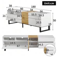 Modern TV Stand With White Wood Front, Dimensions 180 X 50 X 38 Cm, Minimalist Design - White - View 11