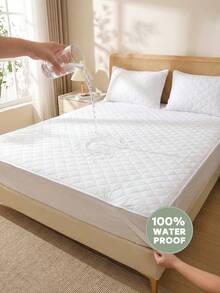 1pc Waterproof Ultrasonic Needleless Quilted Waterproof Comfort Mattress Protector,Fitted Sheet, Bedding, Fitted Sheet, Mattress Cover, Soft & Cozy, Skin-Friendly Mattress Protector, Suitable For Queen, King, Twin Size Beds, Soft Mattress Pad And Cover, Dust-Proof, Machine Washable - White - View 1