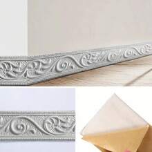 1pc 3D Wall Edge Trim Self-Adhesive Waterproof Baseboard Wall Sticker, Suitable For Living Room Home Decor - C - View 13