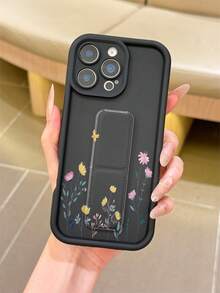 1个黑色哑光加厚防摔TPU手机壳，带可折叠支架和UV印刷花卉图案，兼容 7/8/7 Plus/8 Plus/X/XS/XR/XS Max/11/11 Pro/11 Pro Max/12/12 Pro/12 Pro Max/12 Mini/13/13 Pro/13 Pro Max/14/14 Pro/14 Pro Max/14 Plus/15/15 Pro/15 Pro Max/15 Plus/16/16 Pro/16 Pro Max/16 Plus/17/17 Pro/17 Pro Max/Air - 彩色 - 查看 1