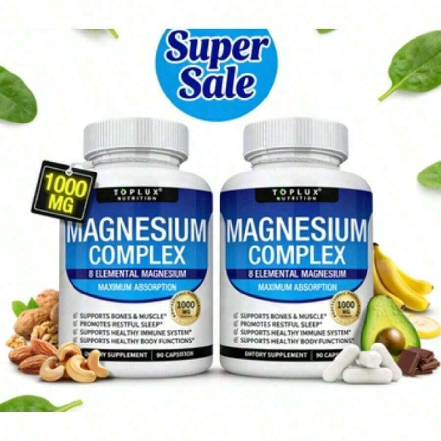 Selling Fast!Bestseller!2-Pack 8-In-1 Toplux Magnesium Complex - Fitness Support For Muscle & Nerve Health Supplement Vitamin, Free Shipping. Women's Health. - Mục - Xem 1