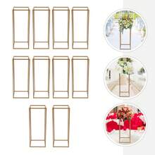 Bazargame 10PCs 23.6 Inch Tall Gold Flower Stand, Metal Vase Column Stand Geometric Centerpiece Vase For Wedding Decorations, Party, Events, Home Deco, Centerpieces For Table, Rectangular Flower Display Rack - 10Pcs - View 7