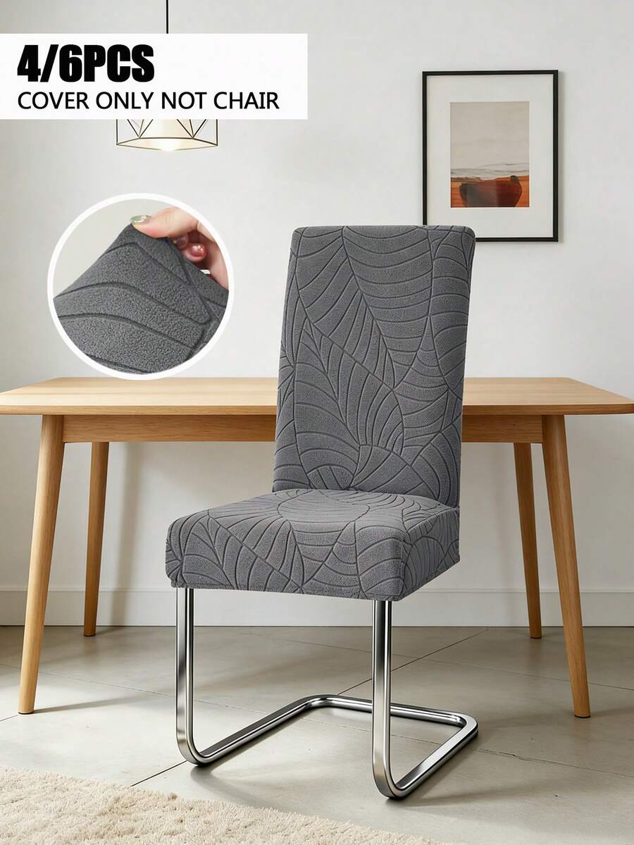 4/6pcs Chair Cover Stretch Brushed Jacquard Medium-Back Chair Set Home & Hotel Conference Chair Covers - Multicolor - View 1