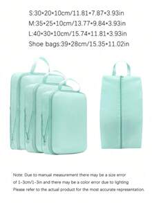 4件套旅行压缩收纳袋套装，轻便旅行行李整理袋，带鞋袋，可扩展收纳袋，节省空间旅行必备品，旅行包，圣诞礼物，节日必备品，旅行必备，节日配件，圣诞节，个性化礼物 - 彩色 - 查看 8