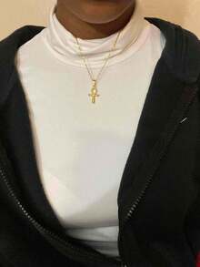 Mặt dây chuyền hình thánh giá Ankh bằng bạc/vàng dành cho nữ, trang sức tôn giáo bằng thép không gỉ. - Nhiều màu - Xem 5