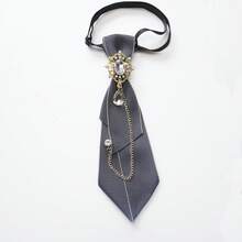 1pc Casual Woven Fabric Bow Tie, Suitable For All Seasons - Dark Grey - View 1