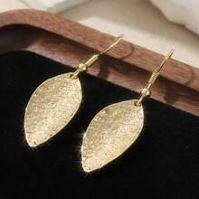 1对简约时尚流苏耳环，优雅个性金属耳环，精致日常及派对耳环 - 金色 - 查看 5