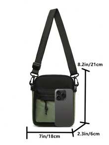 1 Stück Herren quadratische Lässig einfarbige Buchstaben Muster Umhängetasche, Reise Urlaubsgeschenk, Outdoor Fahrrad Tasche, Camping Messenger Tasche Umhängetasche, Frühling Studien Zubehör Geldbörse, College Rucksack, Sommer Papa Umhängetasche, Studenten Sporttasche - Armeegrün - Übersicht 8