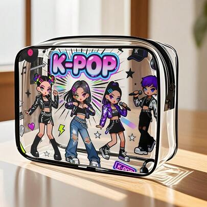 1pc Large Capacity Zipper Makeup & Travel Organizer Bag | High-Quality PVC Material, Foldable, Fade-Resistant, Lightweight, Easy To Clean, Suitable For Gym, Vacation, Commuting, Fashionable & Durable Design, Essential For Women & Girls