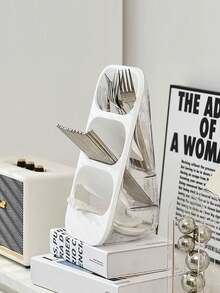 1 pezzo Scatola portaoggetti cosmetici - Organizer, Scaffale portaoggetti di grande capacità, Adatto per Vanità, Bagno, Camera da Letto e Scrivania, Facile da Riporre Prodotti per la Cura della Pelle, Pennelli Make-up, Matite per Sopracciglia, Rossetti, Design a Più Ripiani con Estetica Spaziale - Bianco - Visualizzare 2