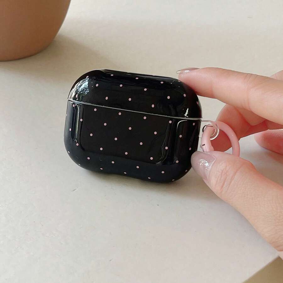 Minimalist Black Polka Dot + Hoop Pro 3/2, 4/3/2 Case, Fashion Women Earphone Case, Minimalist Earphone Case, Apple Earphone Case, Apple Earphone Cover - Black - View 1