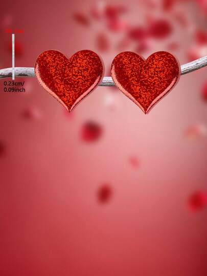 1 Pair 2D Flat Red Heart Acrylic Stud Earrings, Elegant Minimalist Style Jewelry Earrings For Women, Suitable For Daily Wear And Vacation