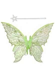 Adult Costume Of Fairy Wings, Shiny And Transparent Wings, Butterfly Fairy Halloween Outfit, Angel Wings, Elf Wings (With Wings And Star Wand) - Multicolor - View 8