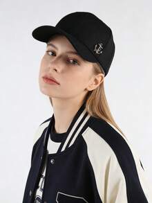 朋克风酷炫金属D形环扣棒球帽，街头风遮阳帽，男女通用款 - 黑色 - 查看 4