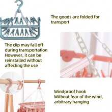 多功能折叠可拆卸袜子晾衣架，阳台衣架带夹子，可晾晒内衣和儿童衣物 - 灰色 - 查看 6