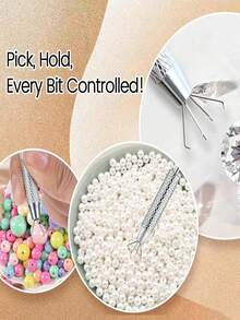 Nhíp gắp trang sức 4 ngạnh bằng thép không gỉ, dụng cụ gắp ngọc trai, dụng cụ xỏ khuyên tai dẹt, dụng cụ xỏ và gắp kim luồn chỉ bên trong, dụng cụ gắp đá quý 4 càng chống trượt, thích hợp cho việc sửa chữa trang sức. - Nhiều màu - Xem 7