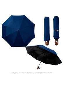 Paraguas de Bolsillo Compacto | Apertura Automática | 8 Varillas Resistentes al Viento - Azul - Ver 3