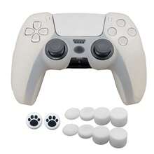 1 Set 5 Controller Protective Case + 10pcs Joystick Cap, Thickened Silicone, Anti-Slip Texture Design Anti-Drop Anti-Scratch Anti-Sweat, Enhanced Gaming Experience, Bottom Large Opening For Charging Dock - View 13