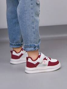 1双儿童休闲运动鞋，2026春季新款男女童魔术贴软底透气平底鞋，适合上学和日常穿着 - 紅色 - 查看 5