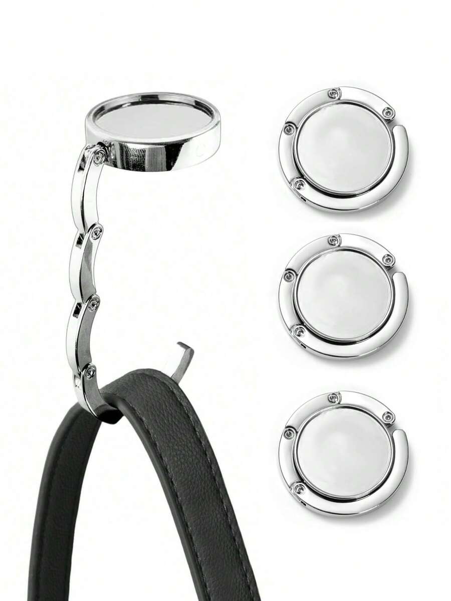 Foldable Bag Hanger Hook, Purse Hook, Handbag Hanger Table Hook, Wallet Racks, Creative Bag Hanging Rack, Folding Storage Rack, Portable Key Ring Alloy Table Hook, Women's Handbag Hangers Hooks, For Desk, Better Protection And Display Of Your Bag, Hardware Home Organizer, Bag Accessories. - Multicolor - View 1