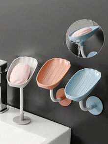 1pc Shell-Shaped Soap Dish, Wall-Mounted Draining Soap Holder, Creative Soap Box, Keeps Soap Dry And Clean, Easy To Clean, Bathroom Wall-Mounted Soap Rack, Extends Soap Lifespan. - Multicolor - View 5