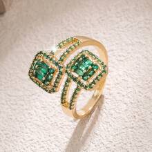 1pc Fashionable Women's Shiny Double-Horn Design Ring, Luxury High-End Style, Suitable For Daily, Party And Banquet Wear - Ring - View 2