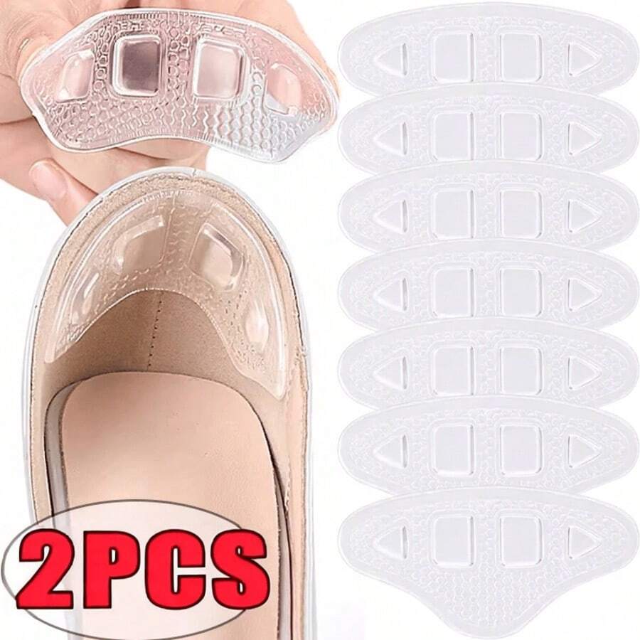 QKC Bộ 2 miếng dán giày chống mài mòn trong suốt, có thể tái sử dụng, miếng lót giày mùa hè mềm mại, tự dính, có hạt xốp, có thể giặt được, phụ kiện giày unisex. - Trong sáng - Xem 1