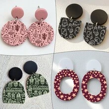 仙人掌/猫/星星图案打印模板，优质纸质材料，适用于软陶DIY、陶瓷、耳环、项链、珠宝制作工具 - 多色 - 查看 8