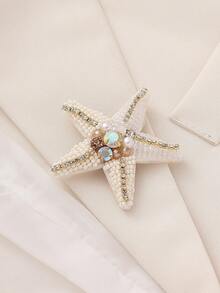 1pc Handmade Beaded Starfish Brooch, Bohemian Ocean Style, Suitable For Women's Daily, Beach, Vacation Casual Wear. Handmade Shape And Color May Vary Slightly. - Starfish - View 7