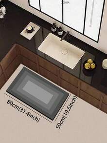 1 buah Keset Dapur Minimalis Abu-abu Geometris dari Tanah Diatom, Bingkai Persegi Gradien dengan Tepi Hitam, Keset Lantai Dalam Ruangan Tahan Aus dan Menyerap Air, Cocok untuk Dapur, Kamar Mandi, Lorong, Ruang Tamu, Taman, Keset Kaki Dekoratif Lembut - MultiWarna - View 7