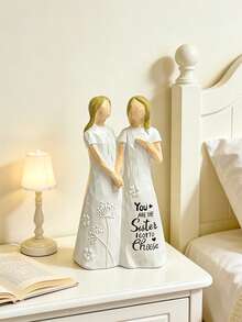 Elegante scultura in resina di sorelle, decorazione fatta a mano che rappresenta il legame emotivo, stile francese crema per la decorazione della casa, regalo di compleanno per le sorelle, memoriale per amiche strette, scultura d'arte raffinata per il soggiorno, la camera da letto o il tavolo da toeletta, decorazione interna a tema dell'amore familiare - A - Visualizzare 10