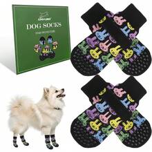 EXPAWLORER Anti Slip Dog Socks To Prevent Licking Paws, Dog Shoes Hot Pavement, Dog Booties Small Medium Large Senior Dogs, Traction Control Boots & Paw Protectors Hardwood Floors - 黑色 - 查看 10