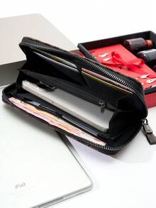 Men's Long Zipper Wallet - Plaid Pattern, Large Capacity (Fits Phone), Multi-Card Slots, Fashion Faux Leather, Ideal Gift For Men - Brown - View 10