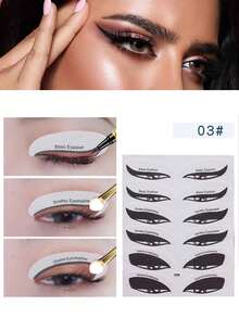 全新48件套专业眼线眼影模板套装，包含24对眼妆模板、眉形模板、无纺布眼影化妆贴纸，8种不同设计的西式眼线眉形模板，眼线辅助化妆工具，猫眼线辅助贴纸，狐狸眼妆模板，眼线模板贴纸。 - 彩色 - 查看 5