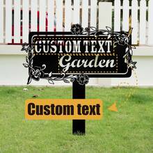 1pc Personalized Floral Design Garden Sign, Customized Garden Stake With Bird, Metal Yard Art For Outdoor Decoration, Personalized Name Mother's Gift, Gardening Gift, Housewarming Garden Bloom - Multicolor - View 19