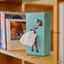 Vintage-Style Ballerina Tissue Box, Cartoon Anime Style, Flying Skirt With Tutu, Perfect For Storing Napkins, A Good Dining Table Decoration, Vintage Nostalgic Style Decor - 藍色的 - 查看 3